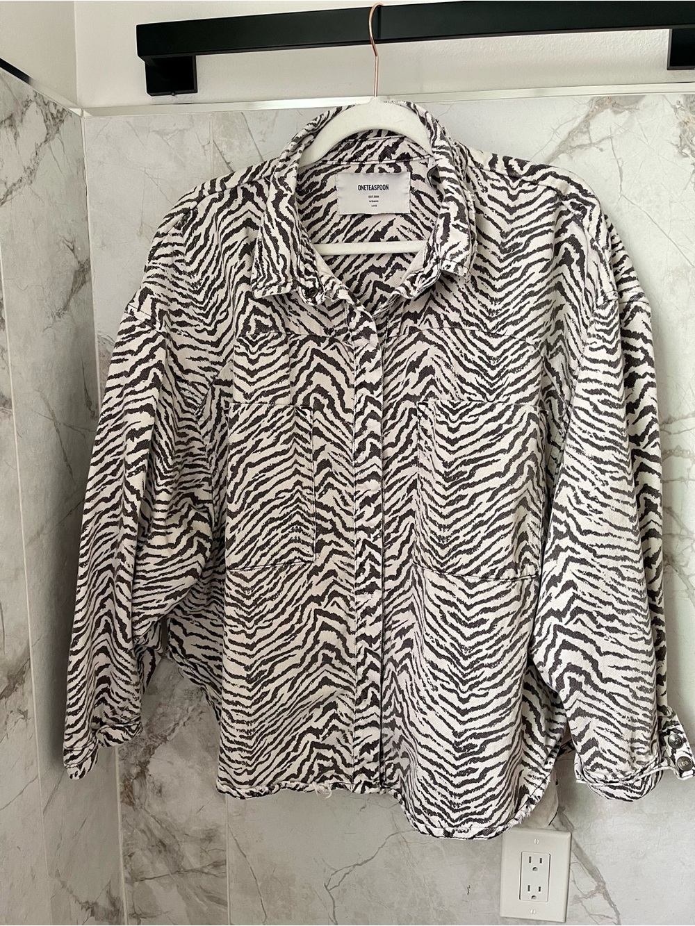 One Teaspoon Black and Off-White Zebra Print Shacket